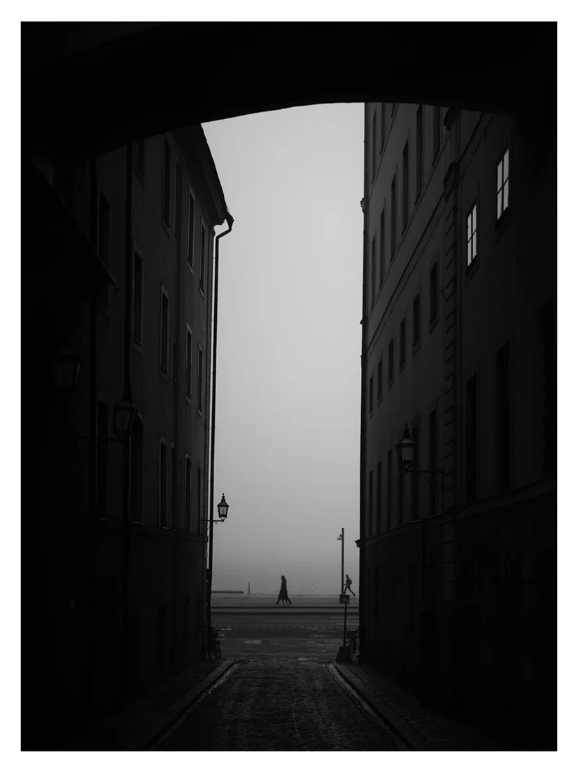 Minimalist black and white composition focusing on form and space